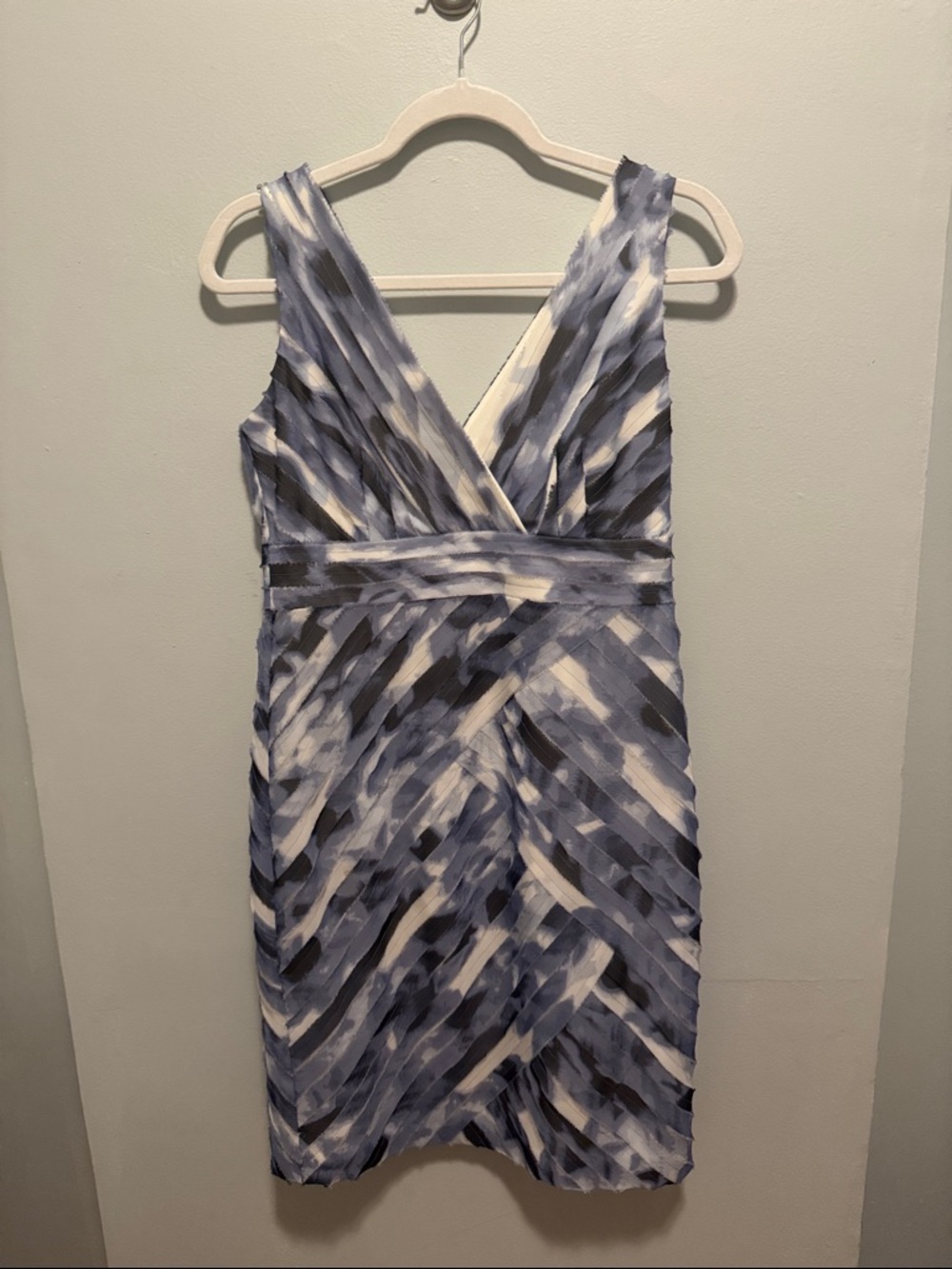 Ann Taylor Petite Blue & White Printed Midi Dress